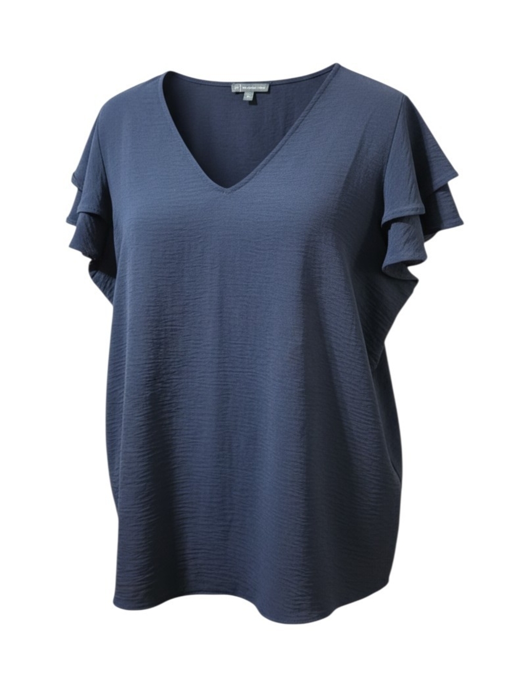 Adrianna Papell Navy V-Neck Flutter Sleeve Blouse